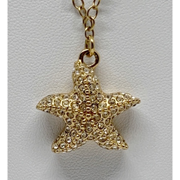 J. Crew Gold Pave Starfish Pendant Necklace - Picture 1 of 4